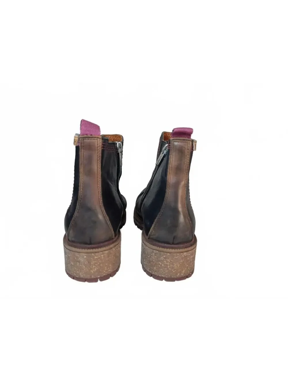 Pikolinos Aspe Black Leather Chelsea Boots w/Red Stitching Rugged Lug Soles 38